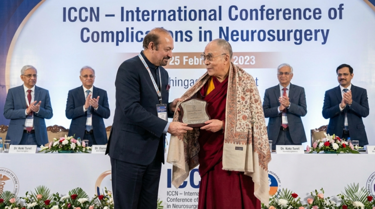 Dr Keki Turel honouring Tibetan Leader Dalai Lama